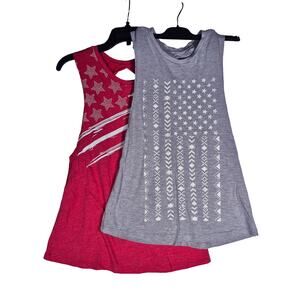 BCG American Flag Tank Tops Red Gray Womens size Small